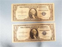 $1 Silver Certificate Series 1935 G, Qty 2
