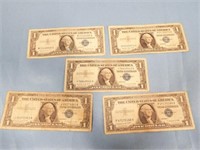 $1 Silver Certificate Series 1957 A, Qty 5