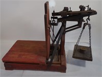 EARLY WOODEN PLATFORM SCALE
