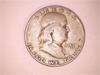 1951-D Mint Franklin Half Dollar Coin