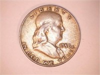 1958-D Mint Franklin Half Dollar Coin