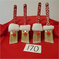 Set of 4 Paintbrush Santas Ornaments