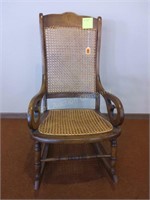 Antique Rocking Chair w/Cane Back & Seat