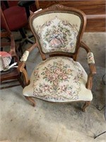 Needlepoint Carved Arm Chair