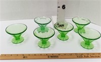 (6) Green Depression Dessert Cups