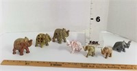 (7) Carved Stone Elephants