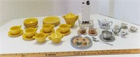 Akro Agate Toy Tea Set w/Other China Dishes