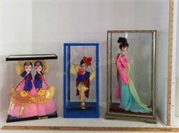 (3) Asian Dolls in Cases