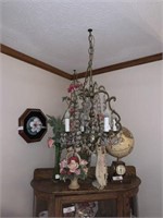 Floral Decor and Hanging Chandelier