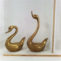 (2) Lg Brass Ducks-20" & 13"