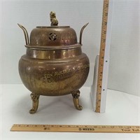 Lg Brass Footed Pot w/ Lid