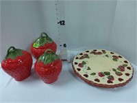 (3) Strawberry Containers & Strawberry Lazy Susan