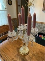 Glass and Brass Candelabra with Candles