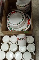 48 pc Christmas Glass Dishes Arcopal