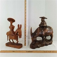 2 Carved Wood Figures