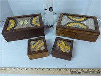 (4) Wooden Butterfly Wing Boxes