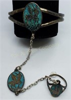 Turquoise Unicorn Bracelet/Ring Hand Chain Size 8