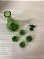Green glass Decanter Set