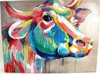 COLORFUL COW ACRYLIC ON CANVAS