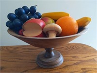 Wood Bowl and Wood Fruit and Vegetables 10" x