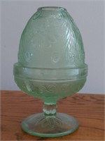 Green Glass Fairy Lamp 6"