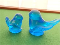 (2) Glass Bluebirds of Happiness 2" and 2.5"  -