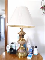 Lamp 27" and Contents of End Table