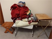 Luggage Rack, Blankets, Stool, and TV Tray