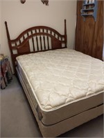 Queen Size Headboard, Frame, Box Spring, and