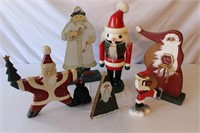 Collection of Wooden Santas
