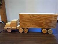 Wood Semi Truck and Trailer (missing 2 wheels)