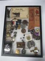 Vintage Military Items Including Belt Buckles,