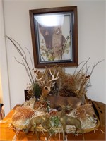 Brass Deer, Deere Display, and Framed Bear and