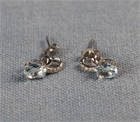 Pair PANDORA Aquamarine Stud Earrings, 14K