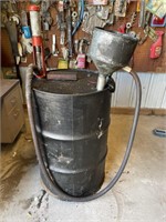 Waste Oil Barrel w/ Pneumatic Pump- Feels mostly