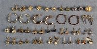 Lot of Gold, Sterling & Costume Pierced Earrings