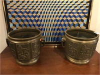 Pair of Brass Asian Planters