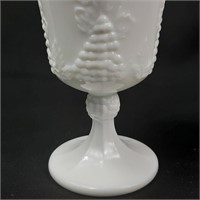 Pair of white milk glass wine goblets