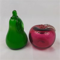 Pair of hand blown glass paperweights