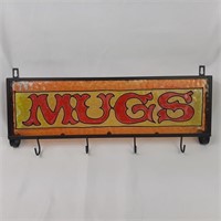 Vintage glass mug hanger with hooks