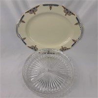 Segmented clear glass dish and Grindley platter
