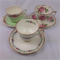 Three tea cup sets Balfour, Melba, Elizabethan