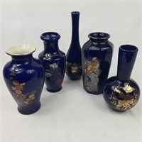 Lot of five cobalt blue bud vases