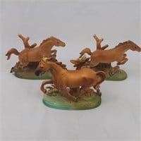 3 Giftcraft ceramic horse figurines