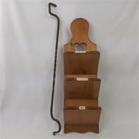 Wood letter organizer and iron fireplace hook