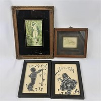 Four older vintage small art pieces