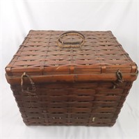Vintage large dark wicker picnic basket