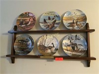 6 Loon Collector Plates & Rack