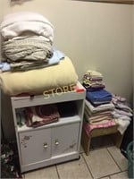 Qty of Linens, Towels & Wood Unit