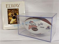 John Elway commemorative football and book